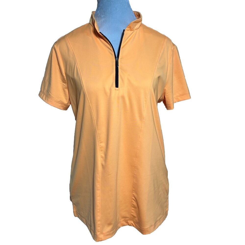 Jamie Sadock Orange Collar Polyester Spandex 1/2 Zip Golf Shirt M